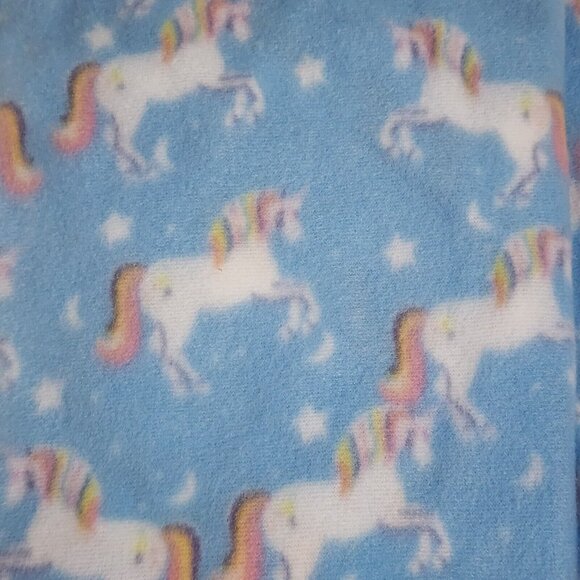 Angel of Mine Fleece Baby Blanket Sky Blue UNICORNS Stars 30 x 30 New - Picture 2 of 4